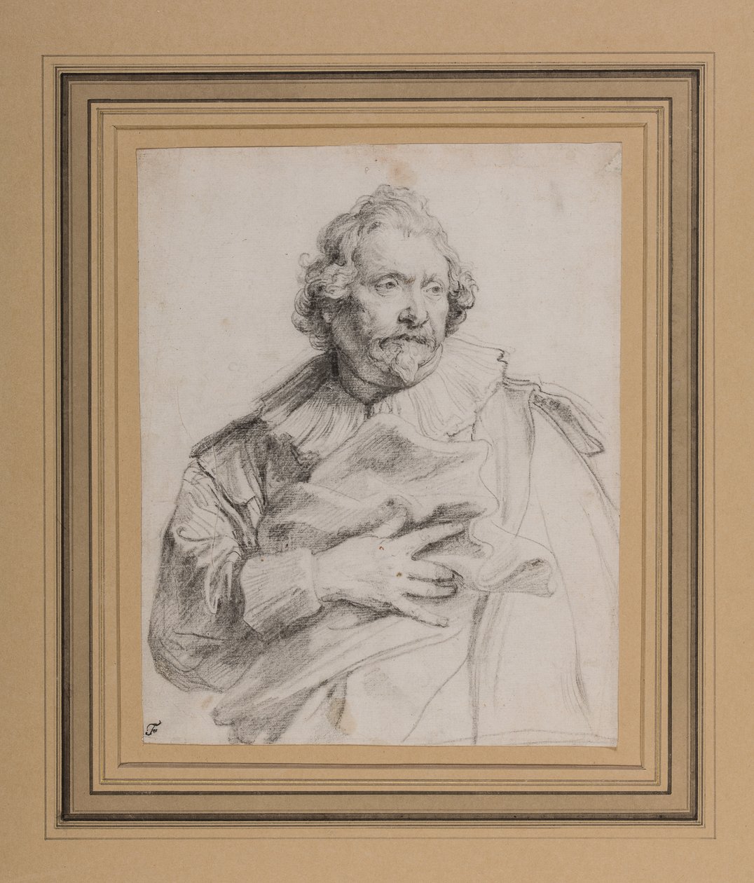 Carolus de Mallery, c.1632-35 (černá křída na bílém papíře) od Anthony van Dyck