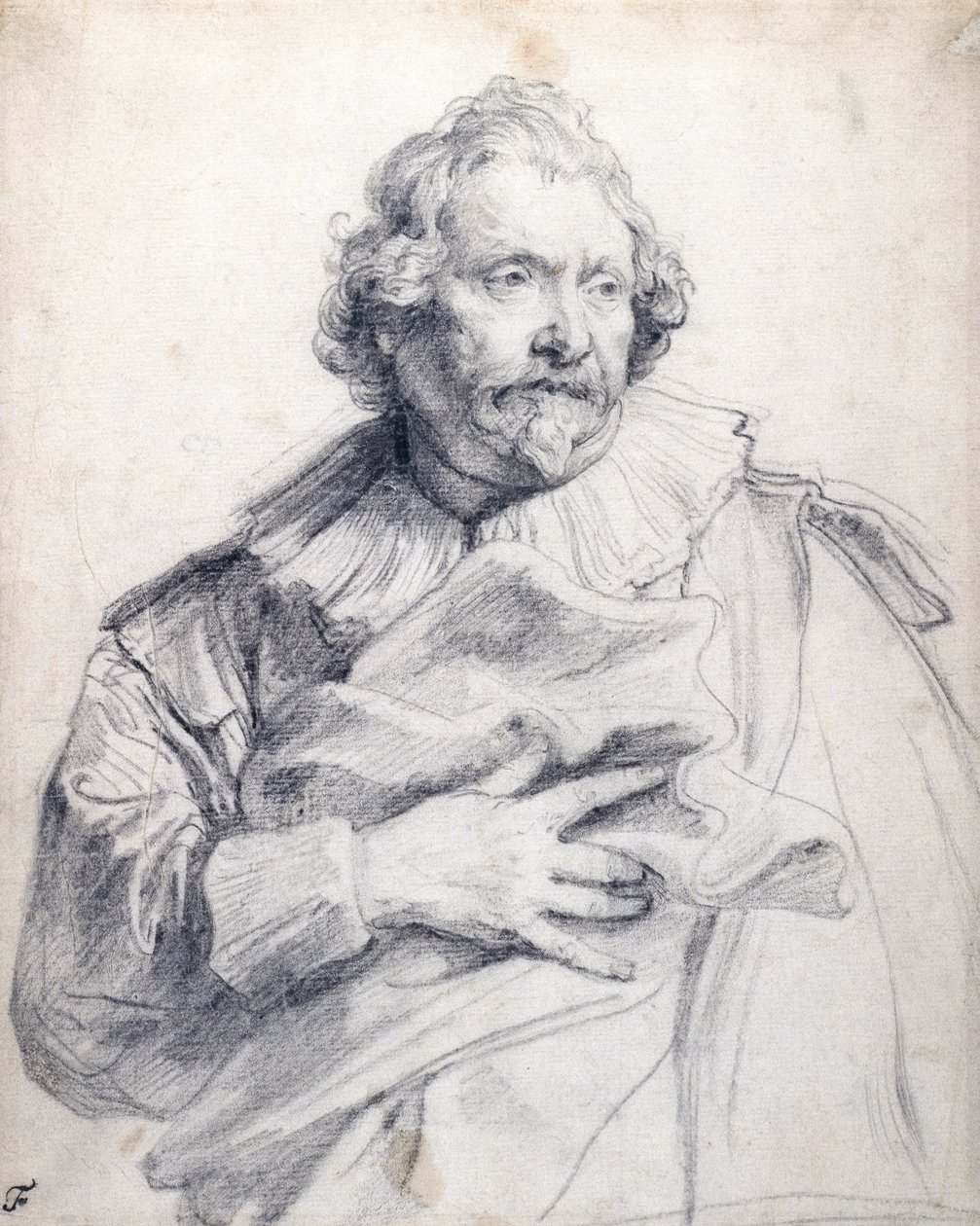 Carolus de Mallery, c.1632-35 (černá křída na bílém papíře) od Anthony van Dyck