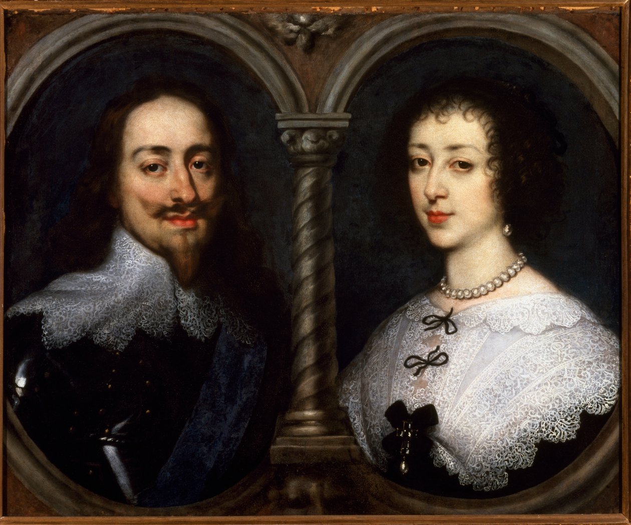 Dvojportrét Karla I. Stuarta z Anglie (1600-1649) a Henriette Marie z Francie (1609-1669). Obraz od Antoina (Antoine nebo Antoon nebo Anton) Van Dyck (1599-1641) od Anthony van Dyck