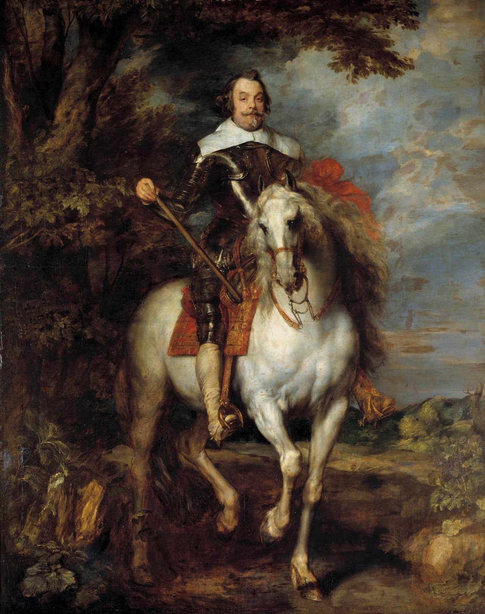 Jezdecký portrét dona Francisca de Moncada (1586-1635), hraběte Dossuny, velvyslance španělského krále Filipa IV. v Bruselu Obraz Antona (Antoona nebo Anthonyho) van Dycka (1599-1641) 17. století ne. 3,05x2,42 m - Jezdecký portrét Dona Francisca de od Anthony van Dyck