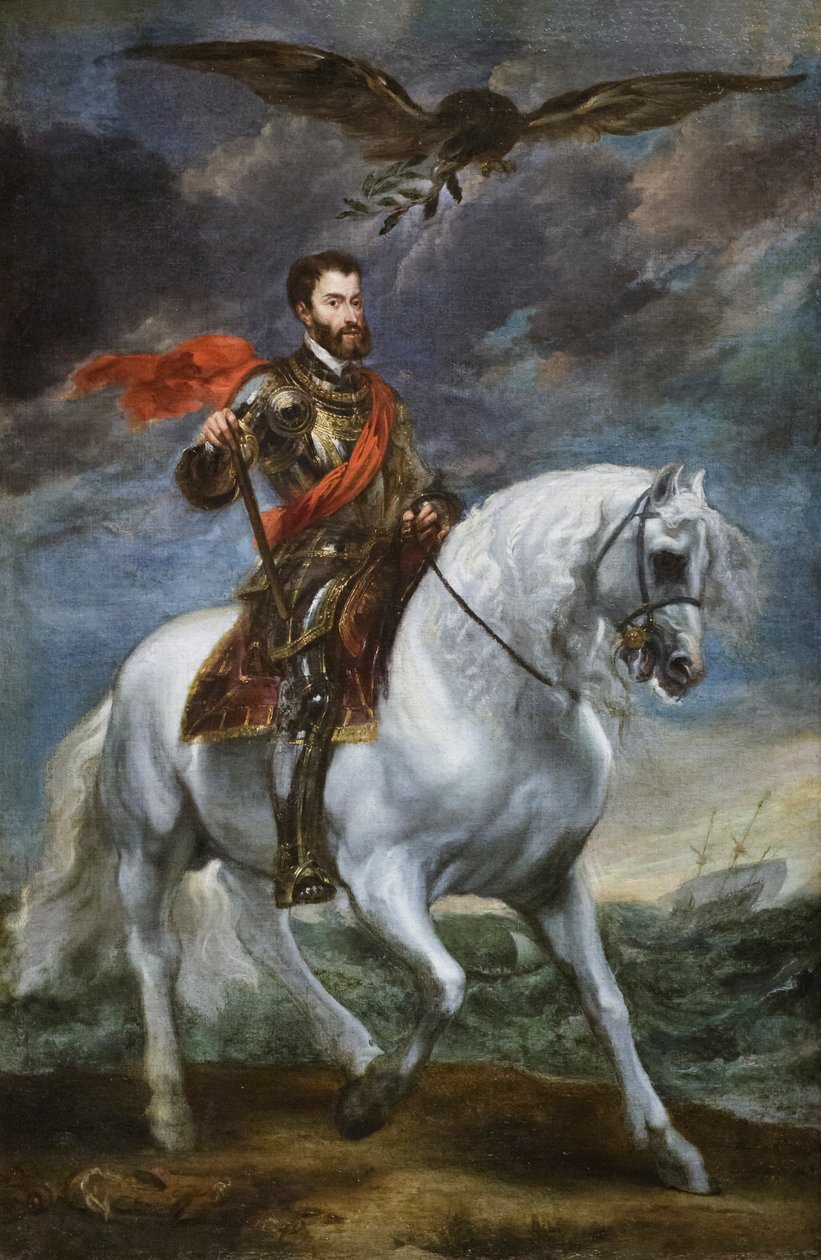 Jezdecký portrét císaře Karla V., 1621-27 (olej na plátně) od Anthony van Dyck