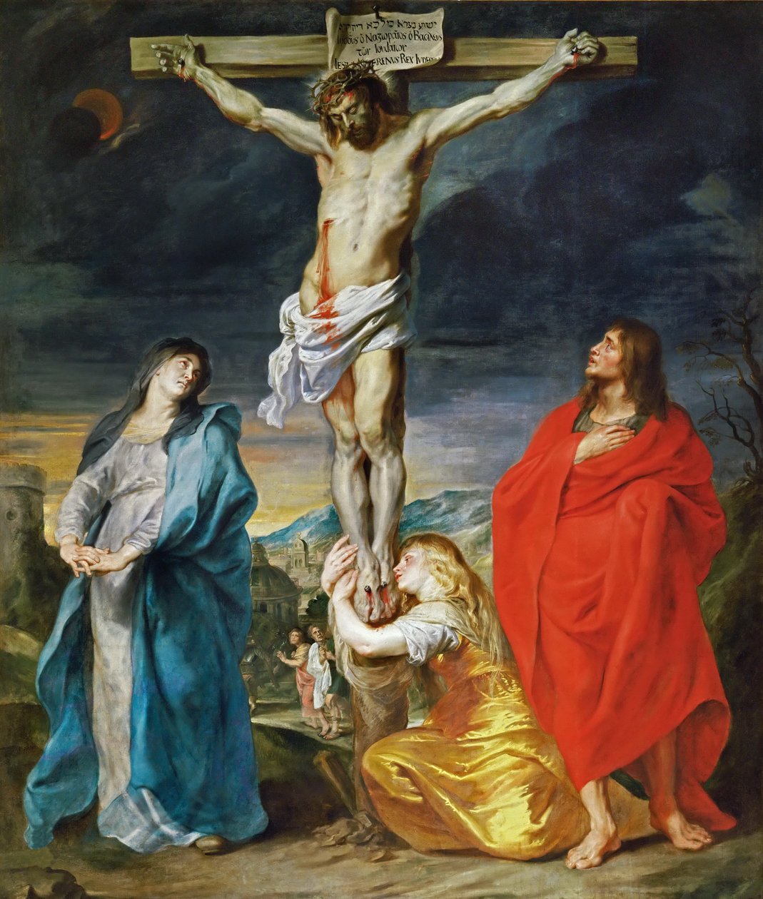 Francouzština:  Le Calvaire Kristus ukřižovaný s Pannou Marií, svatým Janem a Marií Magdalenou od Anthony van Dyck