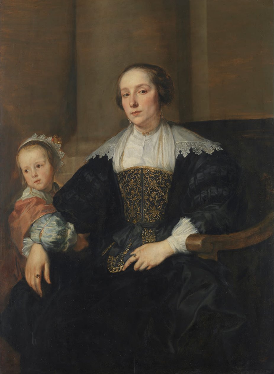 Německy: Bildnis der Anna van Thielen, Gattin des Malers Theodoor Rombouts, mit ihrer Tochter Anna Maria Portrét Anny van Thielen, manželky malíře Theodora Romboutse, s dcerou Annou Marií. od Anthony van Dyck
