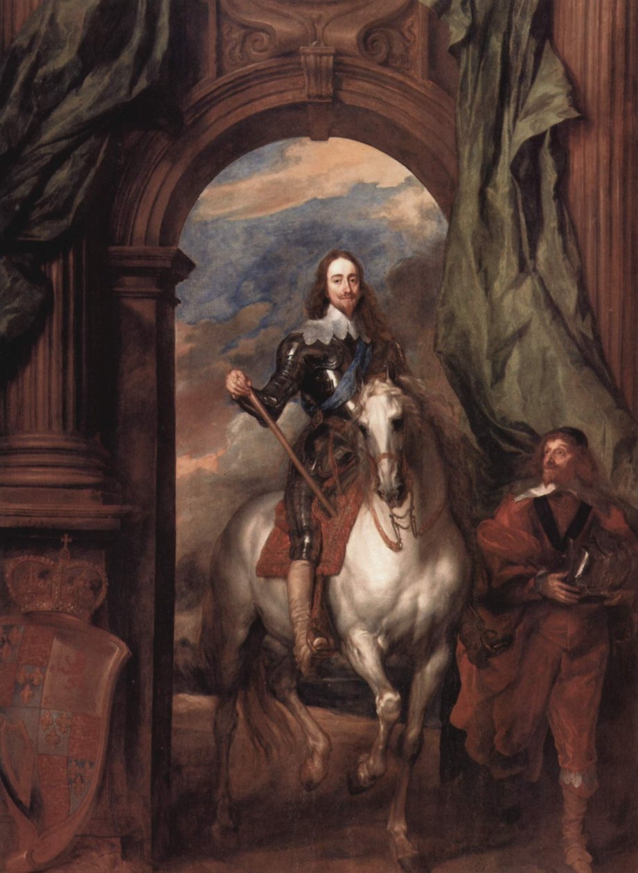 Německy: Portrét Karla I., anglického krále, na koni s jezdcem St Antoinem Karel I. (1600-1649) s M. de St Antoine od Anthony van Dyck