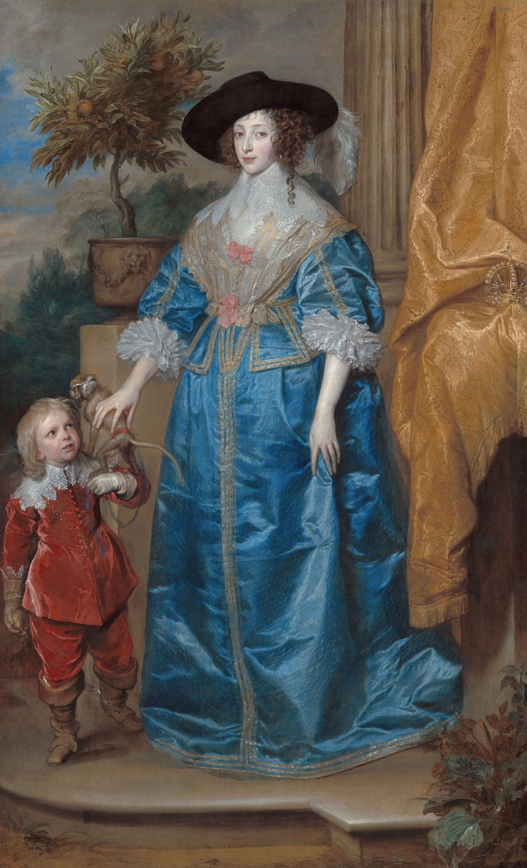 Německy: Portrét královny Henrietty Marie s trpaslíkem sirem Jeffrey Hudsonem Královna Henrietta Marie se sirem Jeffrey Hudsonem od Anthony van Dyck