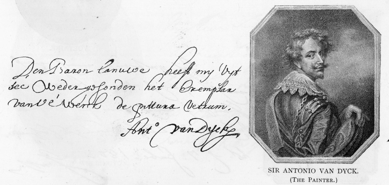 Rukopis a podpis Van Dycka, 14. srpna 1636 od Anthony van Dyck