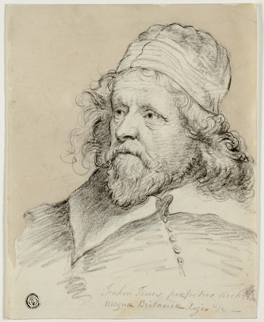 Inigo Jones (recto); Náčrt ženské hlavy (verze) od Anthony van Dyck