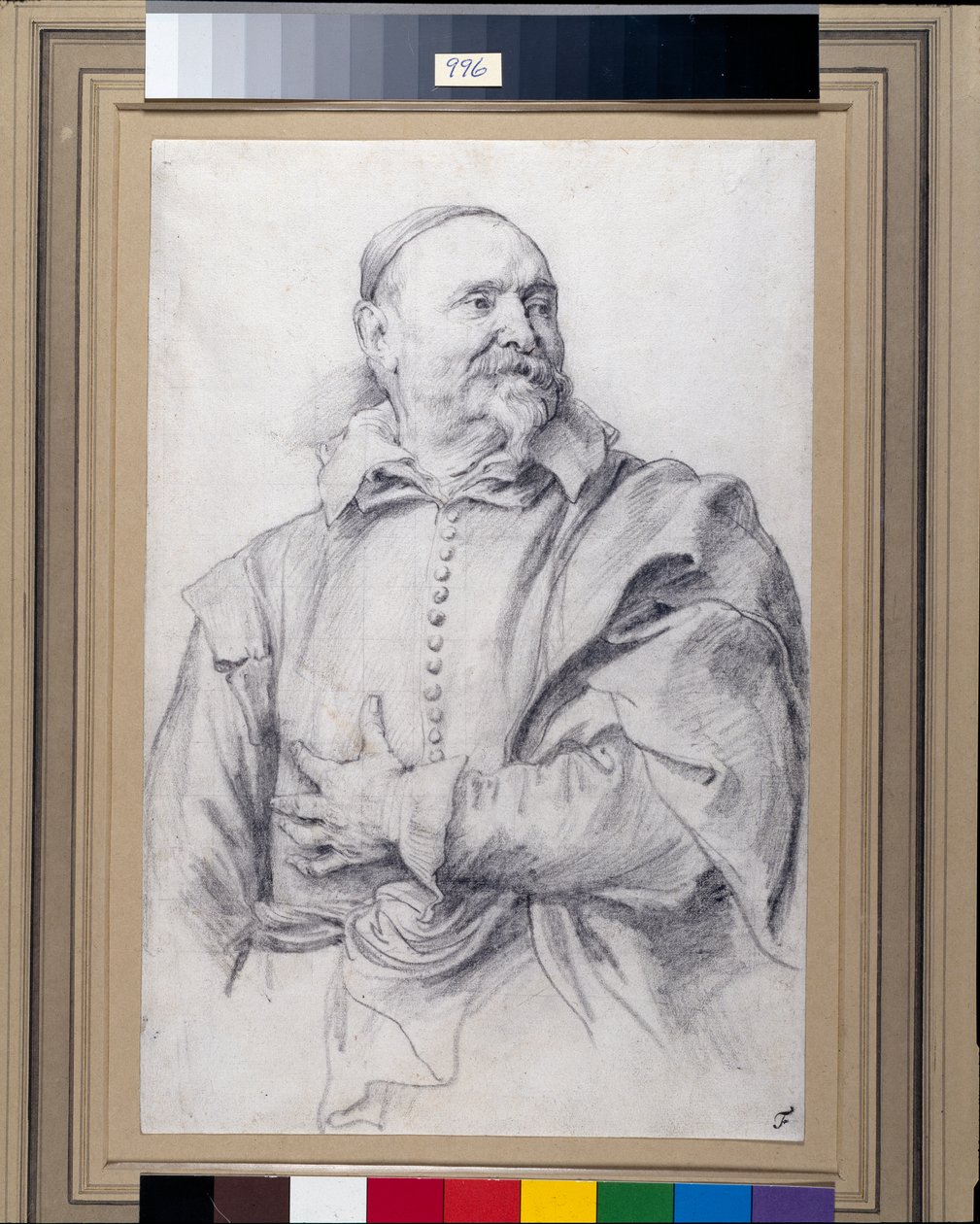 Jan Snellincx (černá křída na bílém papíře) od Anthony van Dyck