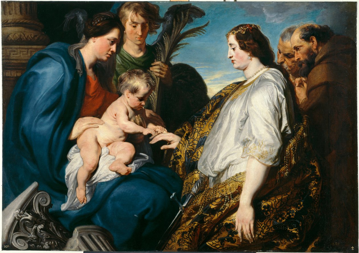 ""Mystický sňatek svaté Kateřiny"" (Mystický sňatek svaté Kateřiny) Obraz Anthonyho van Dycka (1599-1641) 1618-1620 Rozměr 124x174 cm Museo del Prado, Madrid od Anthony van Dyck