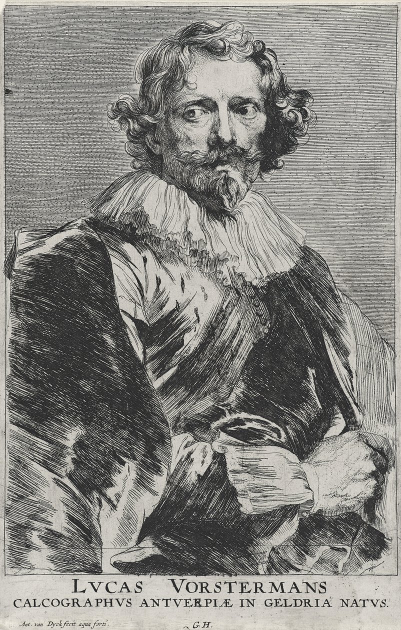 Lucas Vosterman, 1628-1632 (lept na položený papír s rytinou) od Anthony van Dyck