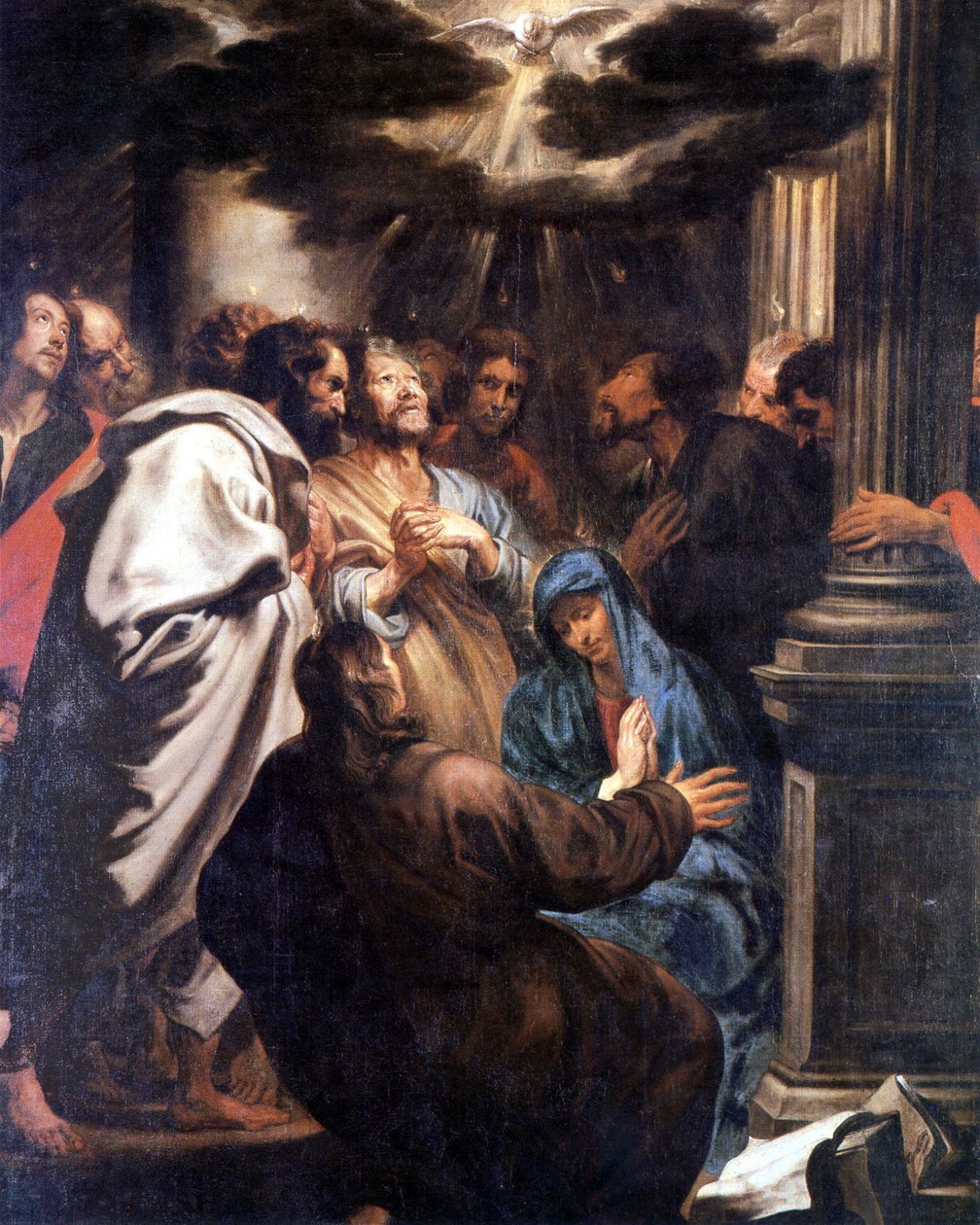 Letnice: Duch svatý sestupuje na Marii a apoštoly. od Anthony van Dyck