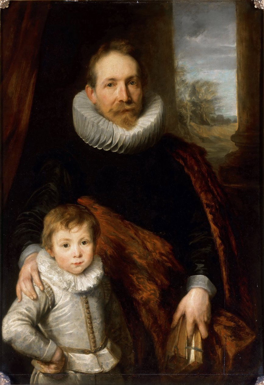 Portrét otce se synem, také známý jako Portrét prezidenta Richardota - Portrét Jeana Richardota (1540-1609) a jeho syna, od Dycka, Sir Anthony van (1599-1641). Olej na plátně, c. 1618. Rozměry: 115x82 cm. Muzeum Louvre, Paříž od Anthony van Dyck