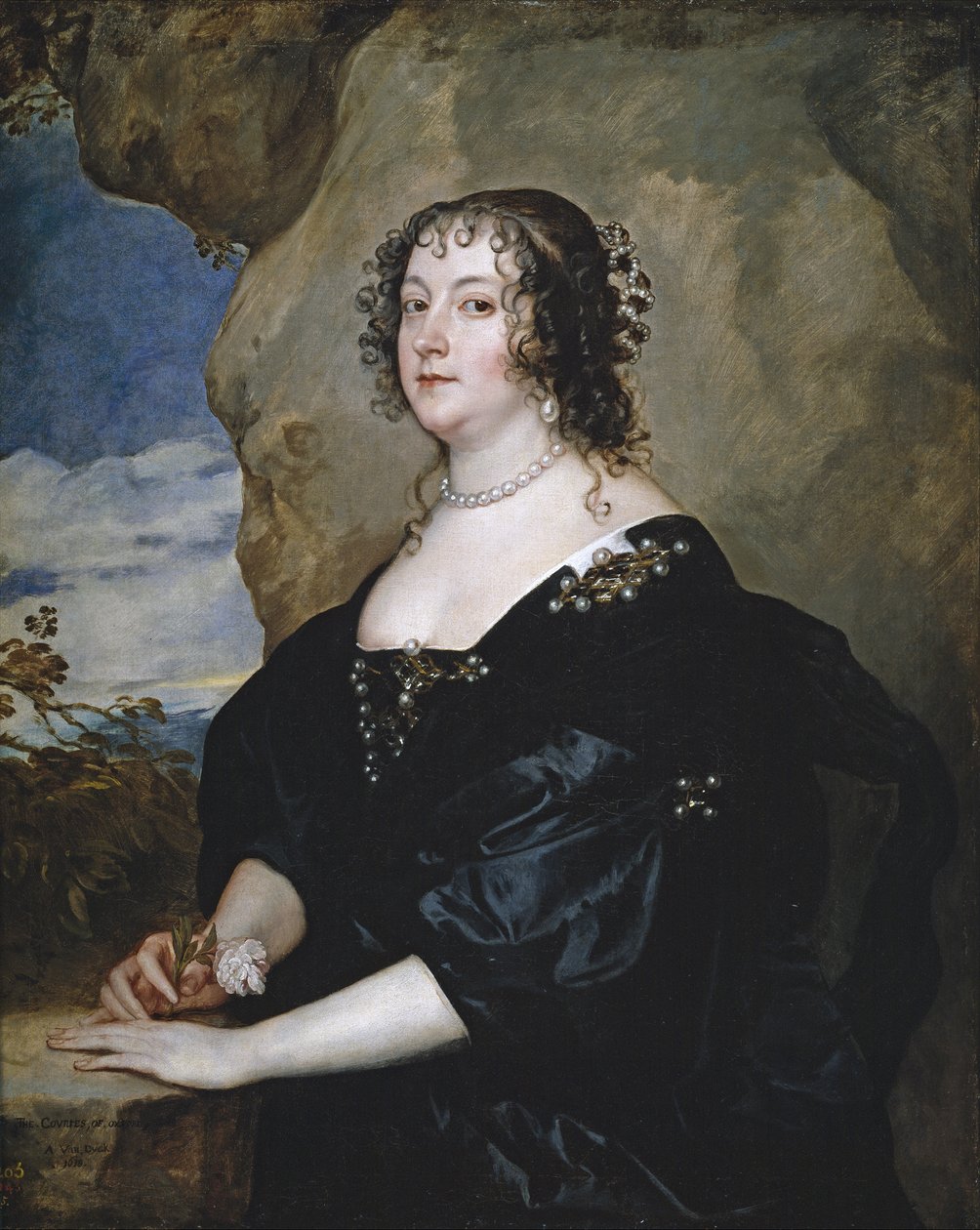Portrét Beatrice, hraběnky z Oxfordu - Peinture de Sir Anthonis (Anton ou Antoon) van Dyck (1599-1641) - 1638 - Olej na plátně - 107x86 cm - Museo del Prado, Madrid od Anthony van Dyck