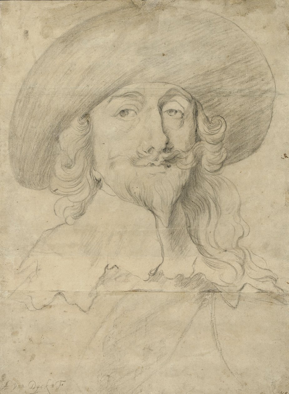 Portrét Karla I. (křída na papíře) od Anthony van Dyck
