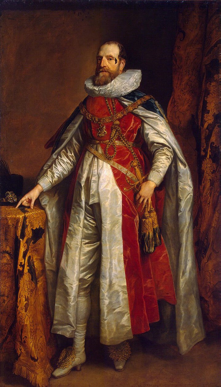 Portrét Henryho Danversa, prvního hraběte z Danby 1573-1644, v róbě jako rytíř podvazku, konec 30. let 17. století od Anthony van Dyck