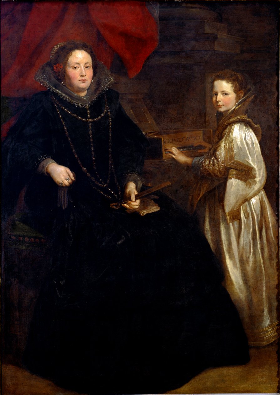 Portrét Porzia Imperiale s dcerou Marií Francescou u cembala Obraz Antonie Van Dyck (1599-1641) 1626 Sun. 184,5x134 cm Brusel, Královská muzea výtvarných umění, inv. 6115 od Anthony van Dyck