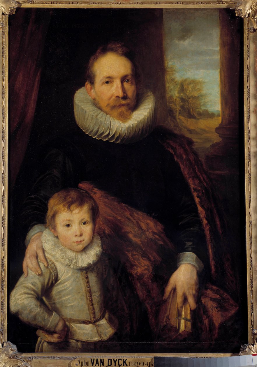 Portrét otce a jeho syna aneb „Portrét Guillauma Richardota se synem“ Otec nosí jahodový obojek. Obraz Antona (Antoona nebo Anthonyho) van Dycka (1599-1641) 17. století Sun. 1,15x0,83 m - Portrét otce a jeho syna aneb „“ Guill od Anthony van Dyck