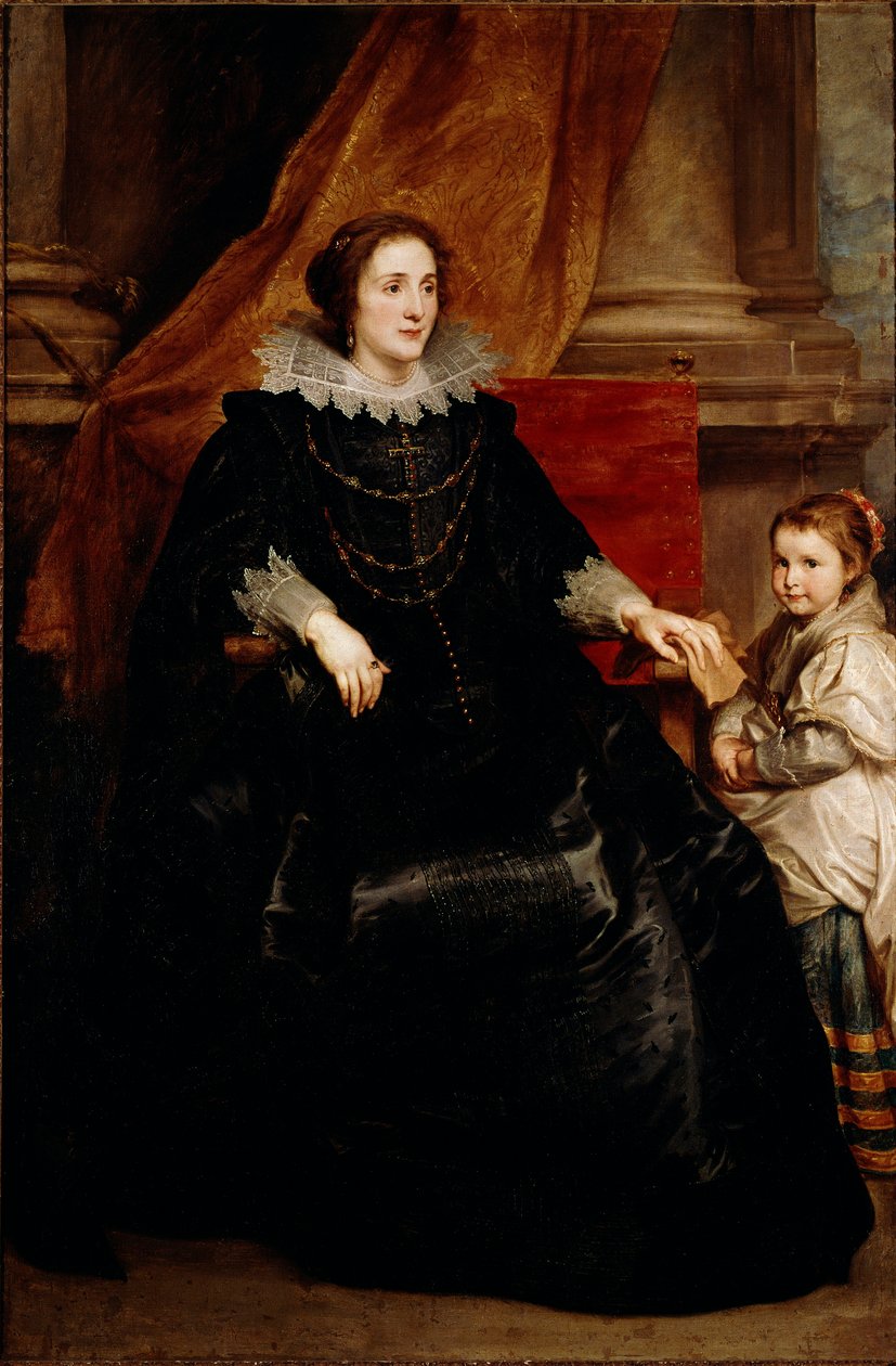 Portrét kvalitní dámy a její dcery Malba Antoine (Antoon nebo Anton) Van Dyck (1599-1641) od Anthony van Dyck