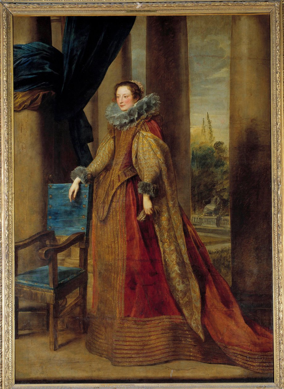 Předpokládaný portrét markýzy Gerominy Spinola Doria od Genes Nosí jahodový límec. Obraz Antona (Antoona nebo Anthonyho) van Dycka (1599-1641) 17. století Sun. 2,39x1,7 m - Předpokládaný portrét Marchesa Geromina Spinola Doria z Janova wea od Anthony van Dyck