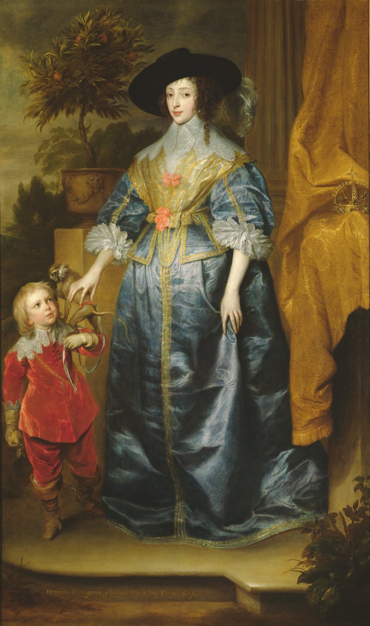 Královna Henrietta Maria a její trpaslík Sir Jeffrey Hudson, kolem roku 1633 od Anthony van Dyck