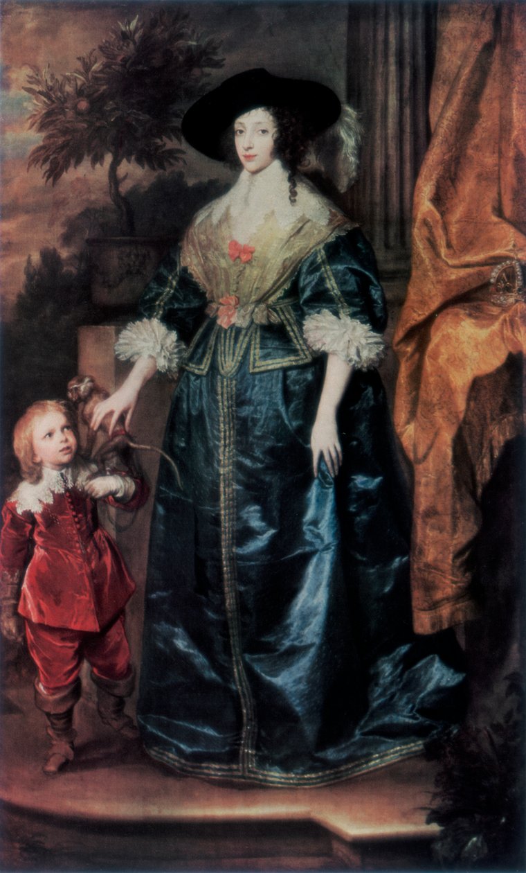 Královna Henrietta Maria a její trpaslík Sir Jeffrey Hudson, c1633, 1927 od Anthony van Dyck