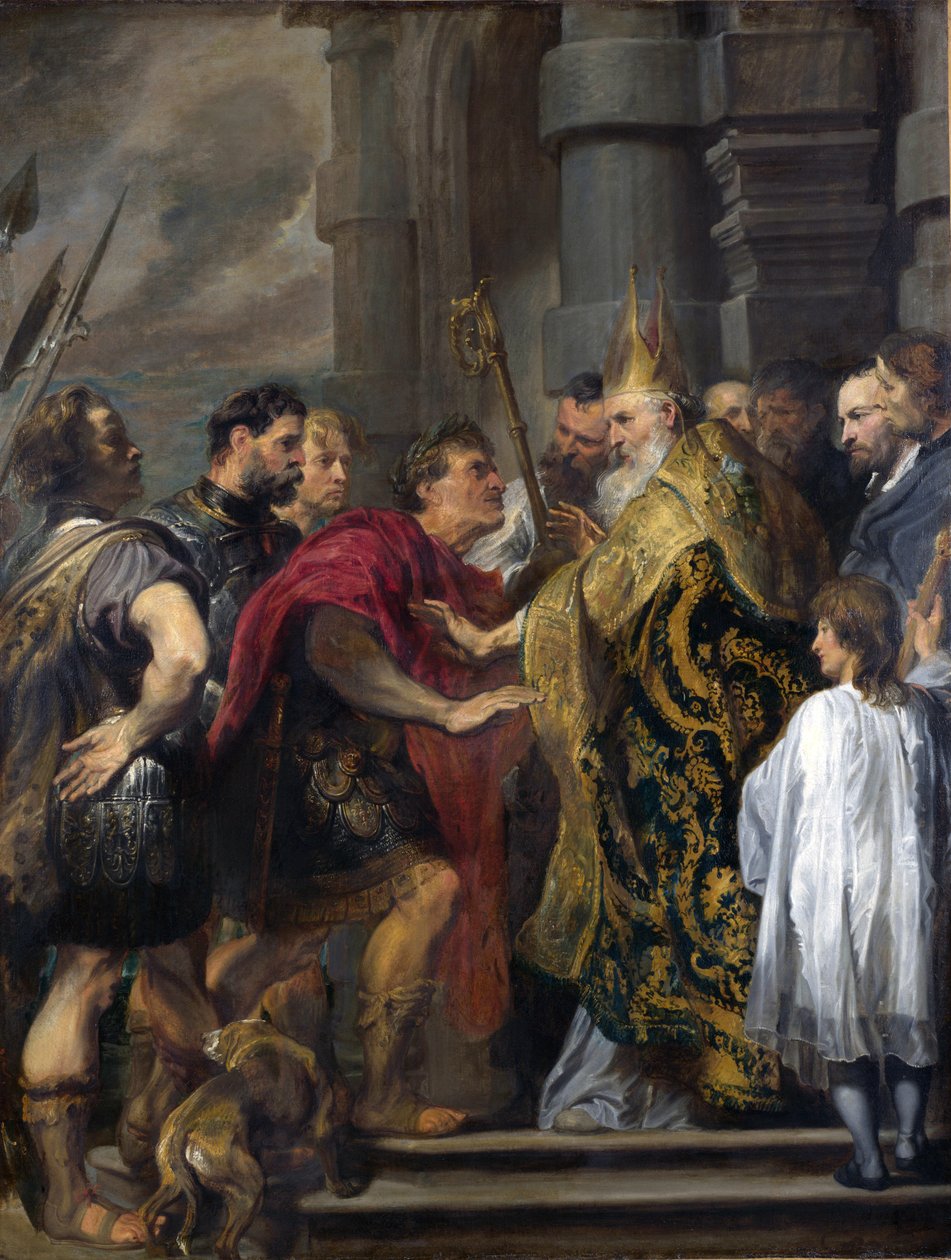 Svatý Ambrož kromě Theodosia z milánské katedrály od Anthony van Dyck