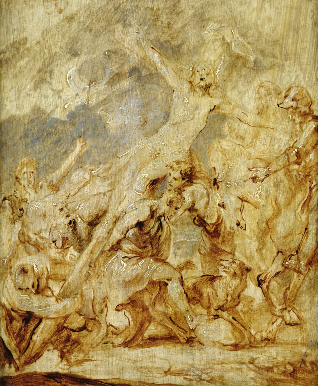 Náčrt zvedání kříže, 1630 (olej a grisaille na dřevě) od Anthony van Dyck