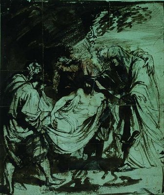 Study for the Entombment (černá křída/hnědý inkoust) od Anthony van Dyck