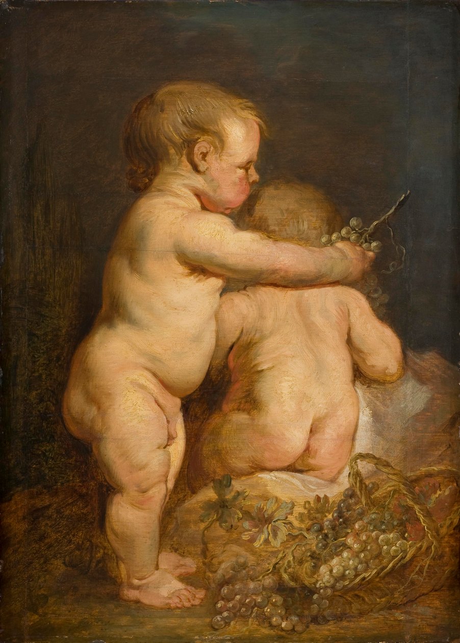 Dvě nahé děti s hrozny, cca 1630-40 (olej na dubu) od Anthony van Dyck