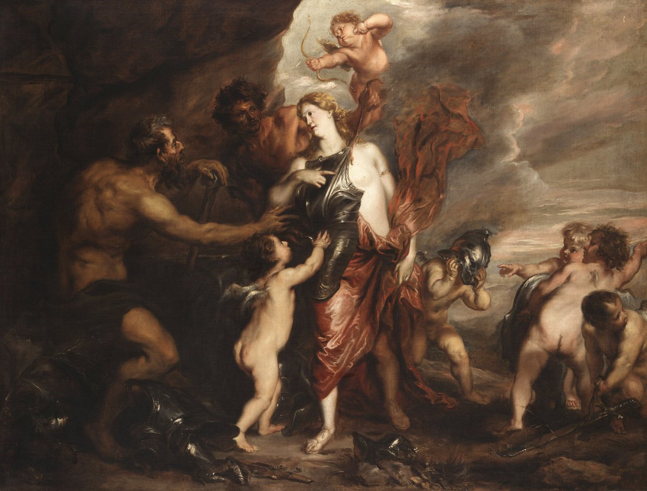 Venuše v Forge of Vulcan, známá také jako „Thetis přijímá Achilleovy paže“ od Anthony van Dyck
