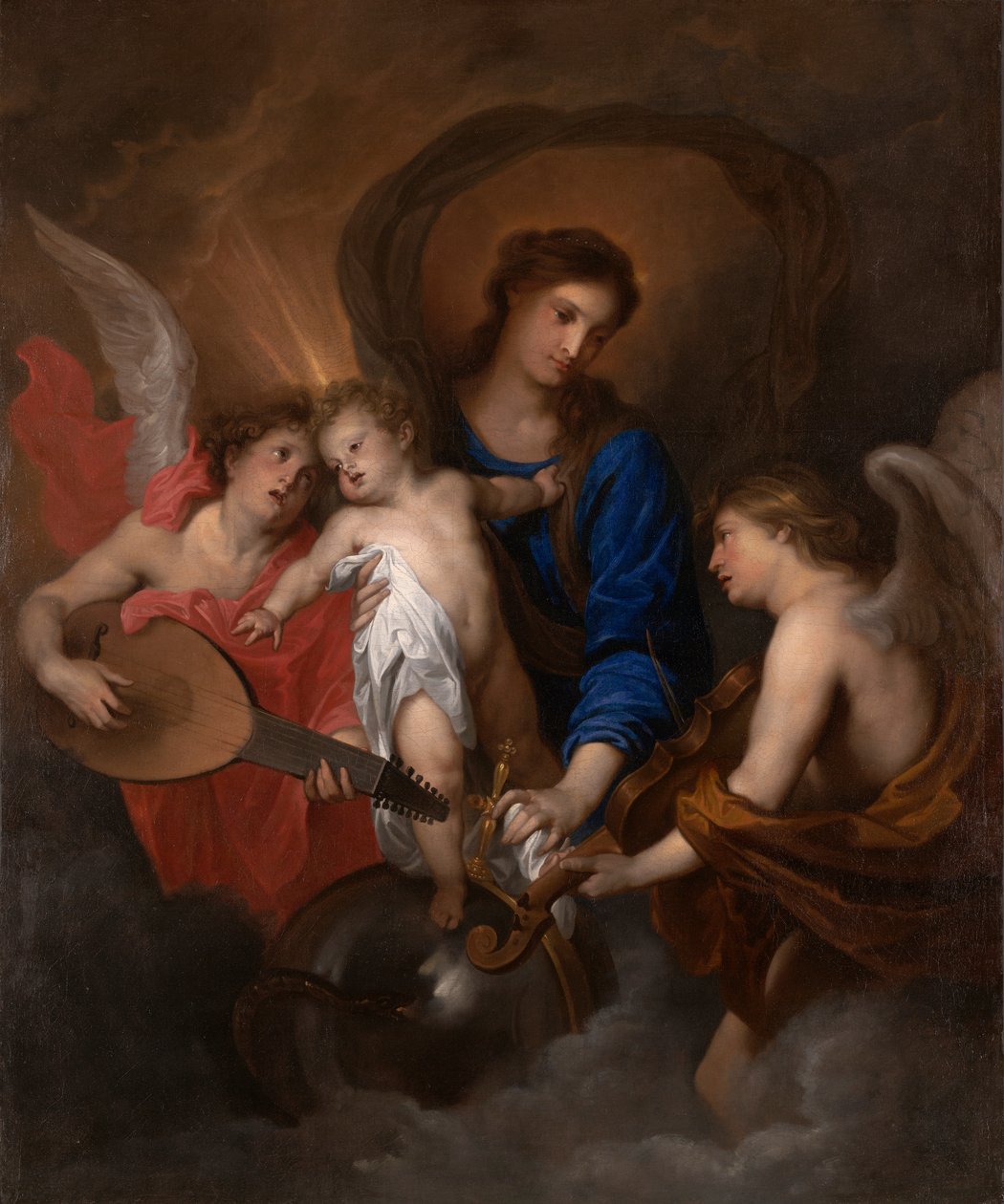 Panna a dítě s anděly tvořícími hudbu od Anthony van Dyck
