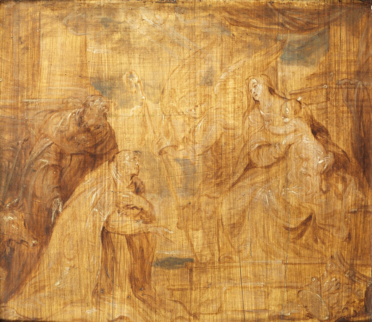 Panna s dítětem s biskupem donátorem a svatým Antonínem opatem, 1628-32 od Anthony van Dyck