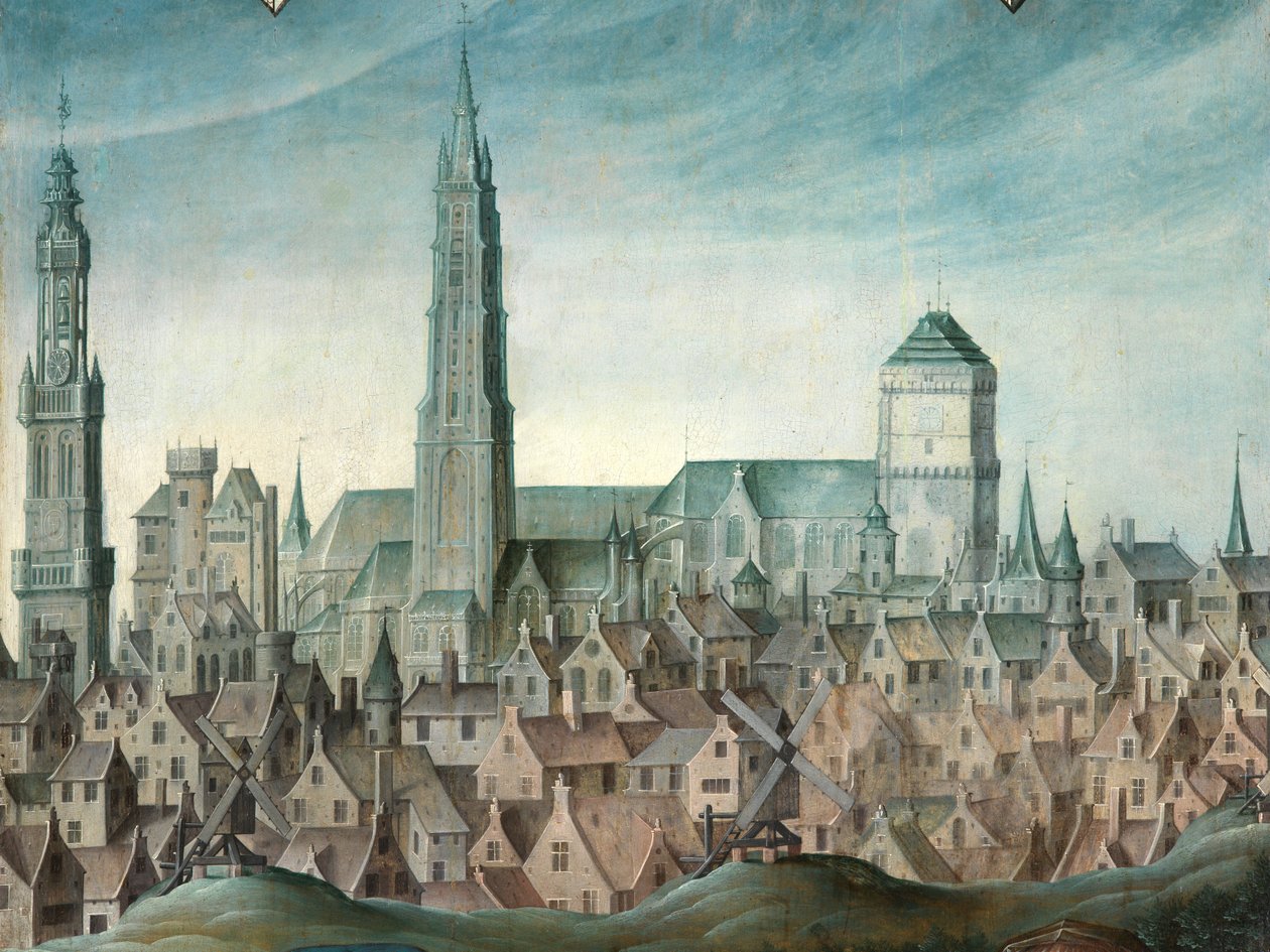 Detail portrétu Juana Parda II a jeho manželek Anny Ingenieulandtové a Marie Anchemantové od Anthuenis (1536 1613) Claeissins or Claeissens