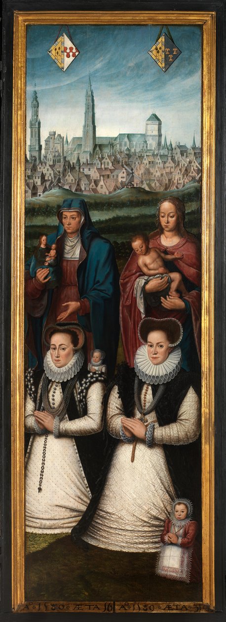 Detail portrétu Juana Parda II a jeho manželek Anny Ingenieulandtové a Marie Anchemantové od Anthuenis (1536 1613) Claeissins or Claeissens