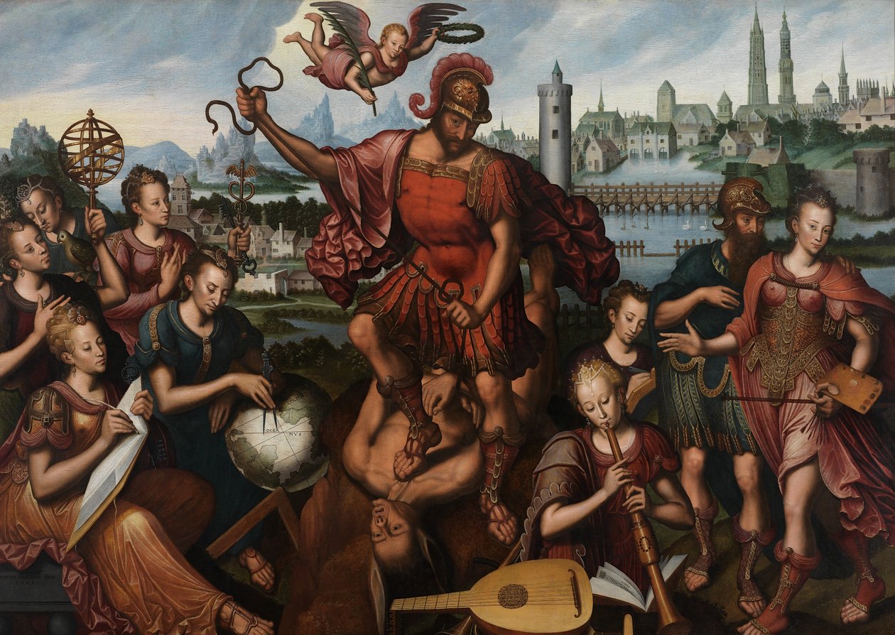 Mars, obklopený uměním a vědami, dobývá nevědomost od Anthuenis (1536 1613) Claeissins or Claeissens