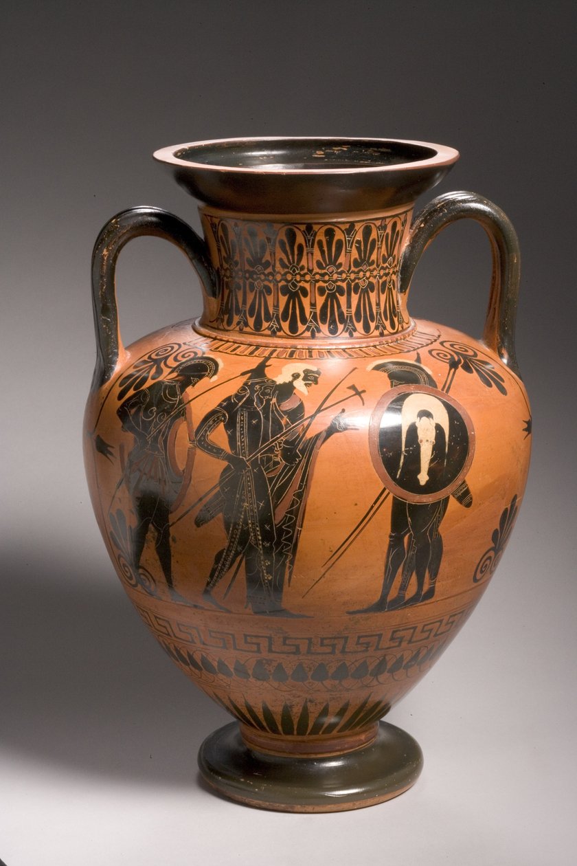 Půdní černofigurová amfora zobrazující výjevy z trojské války (keramika) (viz také 249016-18 a 249022) od Antimenes Painter