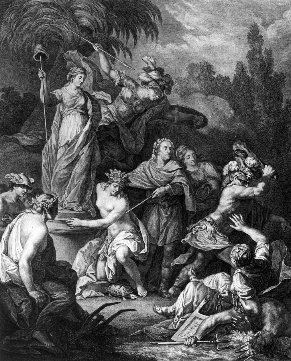 Alegorie nezávislé Ameriky, věnovaná americkému kongresu, vyryla Jean Charles Levasseur (1734-1816), 1778 od Antoine Borel