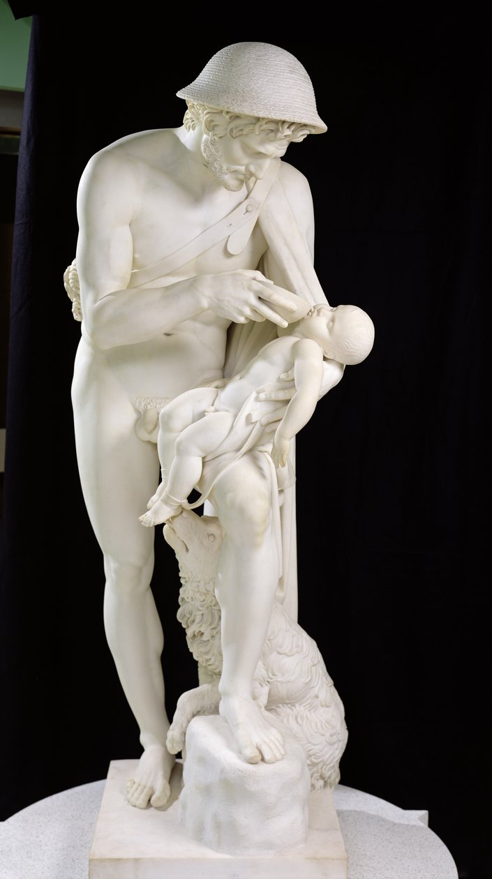 Phorbas přivádějící Oidipa zpět k životu, 1802-18 (mramor) od Antoine Denis Chaudet