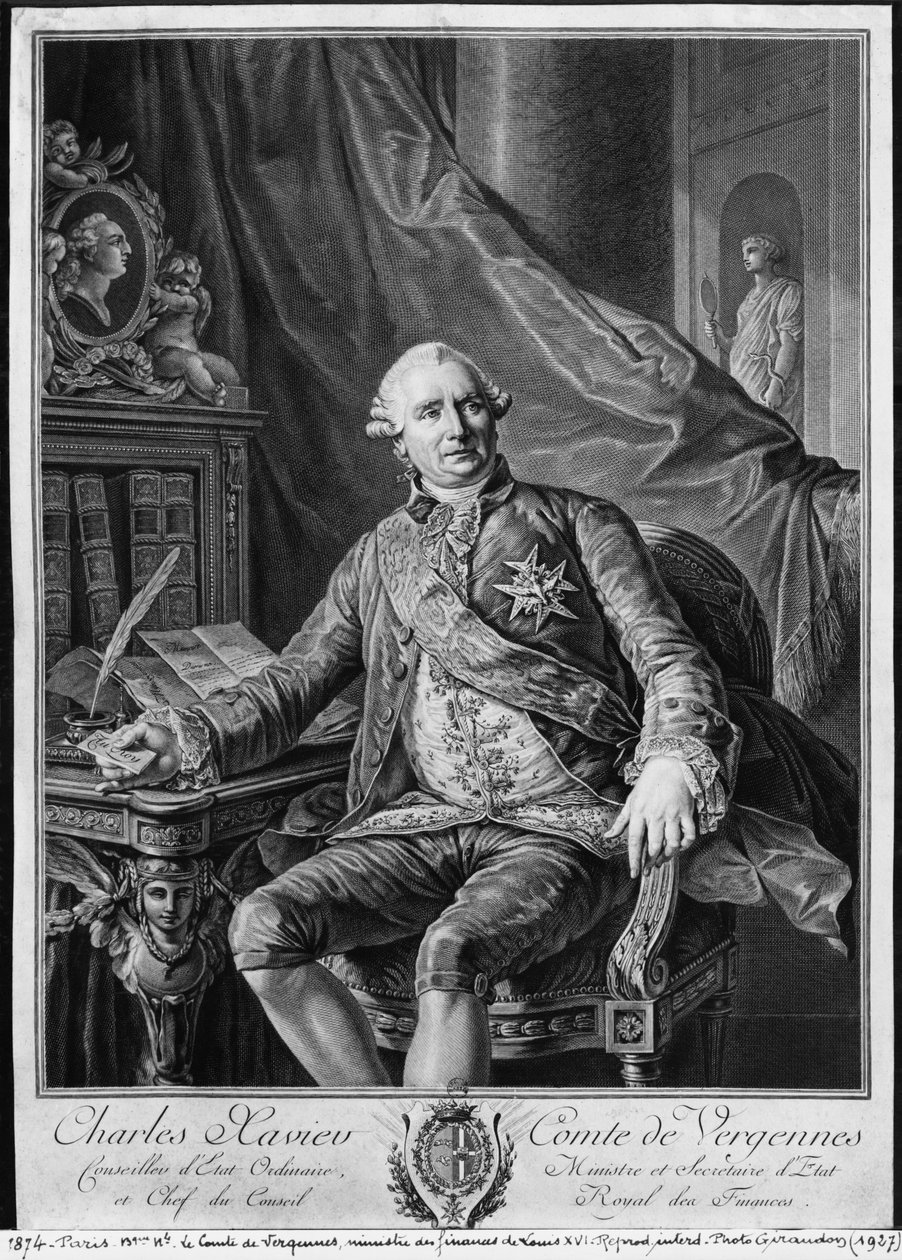 Charles Gravier, hrabě z Vergennes, vyryl Vicenzio Vangelisti (1738-98) kolem roku 1774 od Antoine François Callet