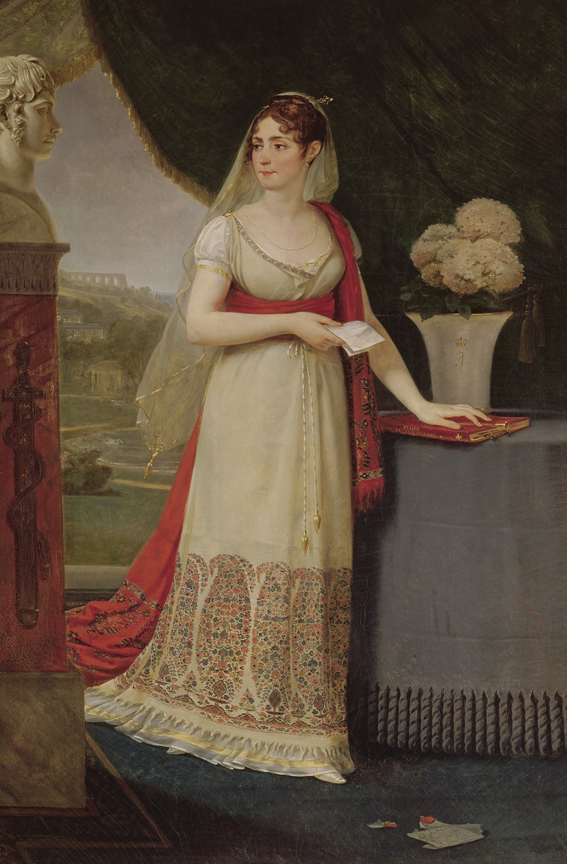 Josephine Tasher de la Pagerie (1763-1814) Francouzská císařovna, hledící na bustu svého syna Eugena de Beauharnais (1781-1824) v Malmaison, 1808 od Antoine Jean Gros