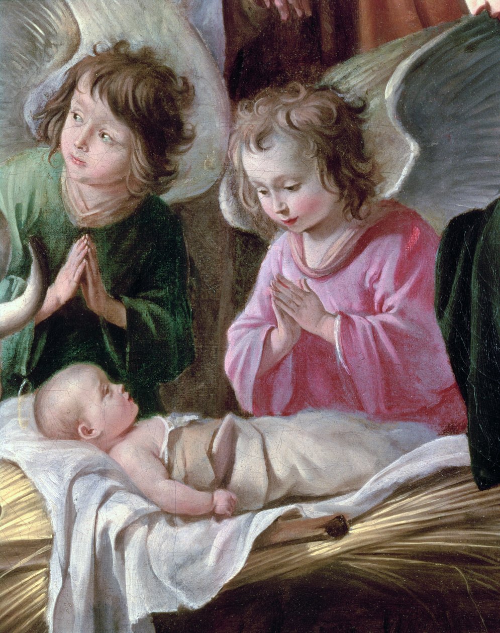 Klanění pastýřů, andělů a dítěte, kolem roku 1640 (detail 99414) od Antoine Le Nain
