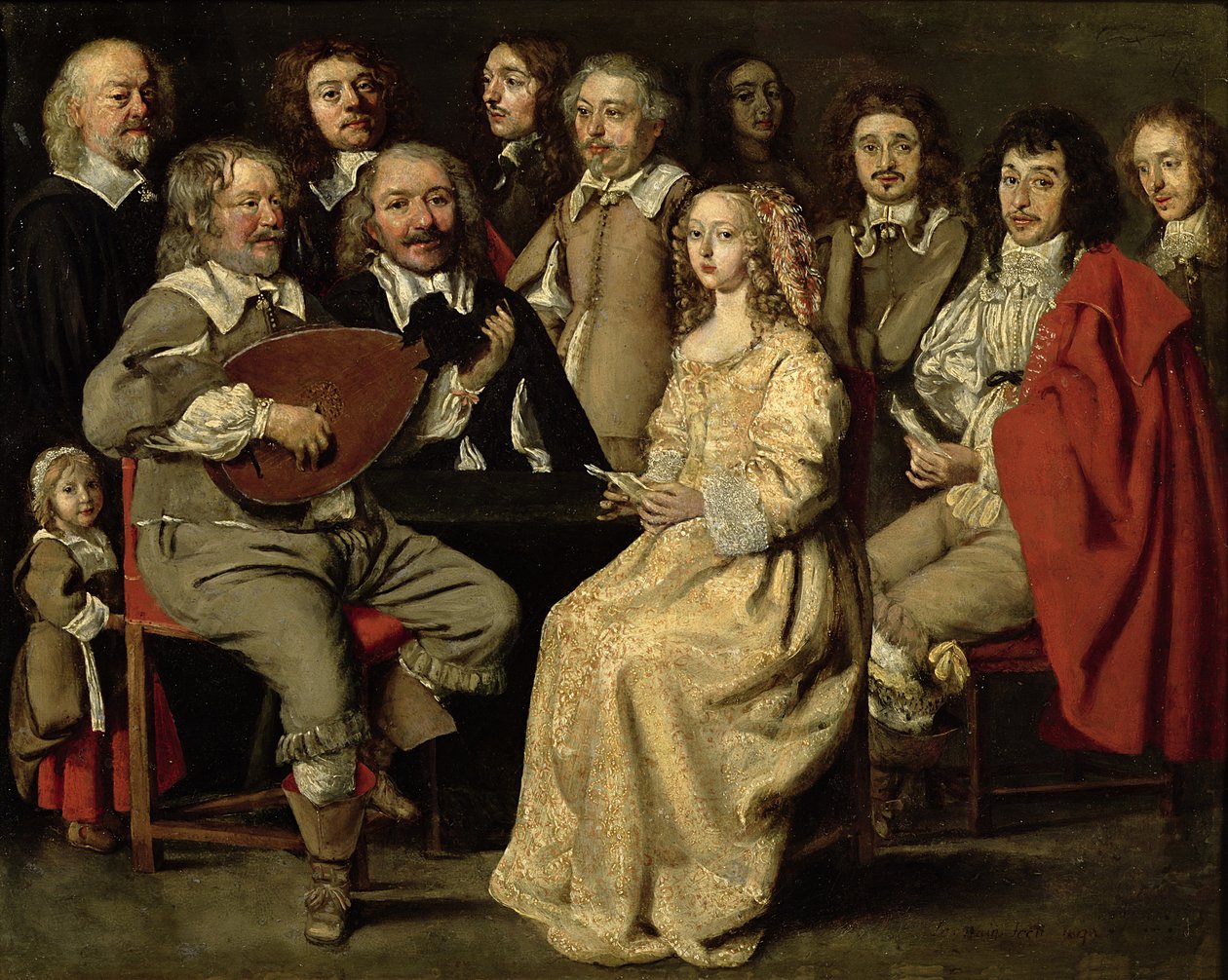 The Musical Reunion, 1642 (olej na mědi) od Antoine Le Nain