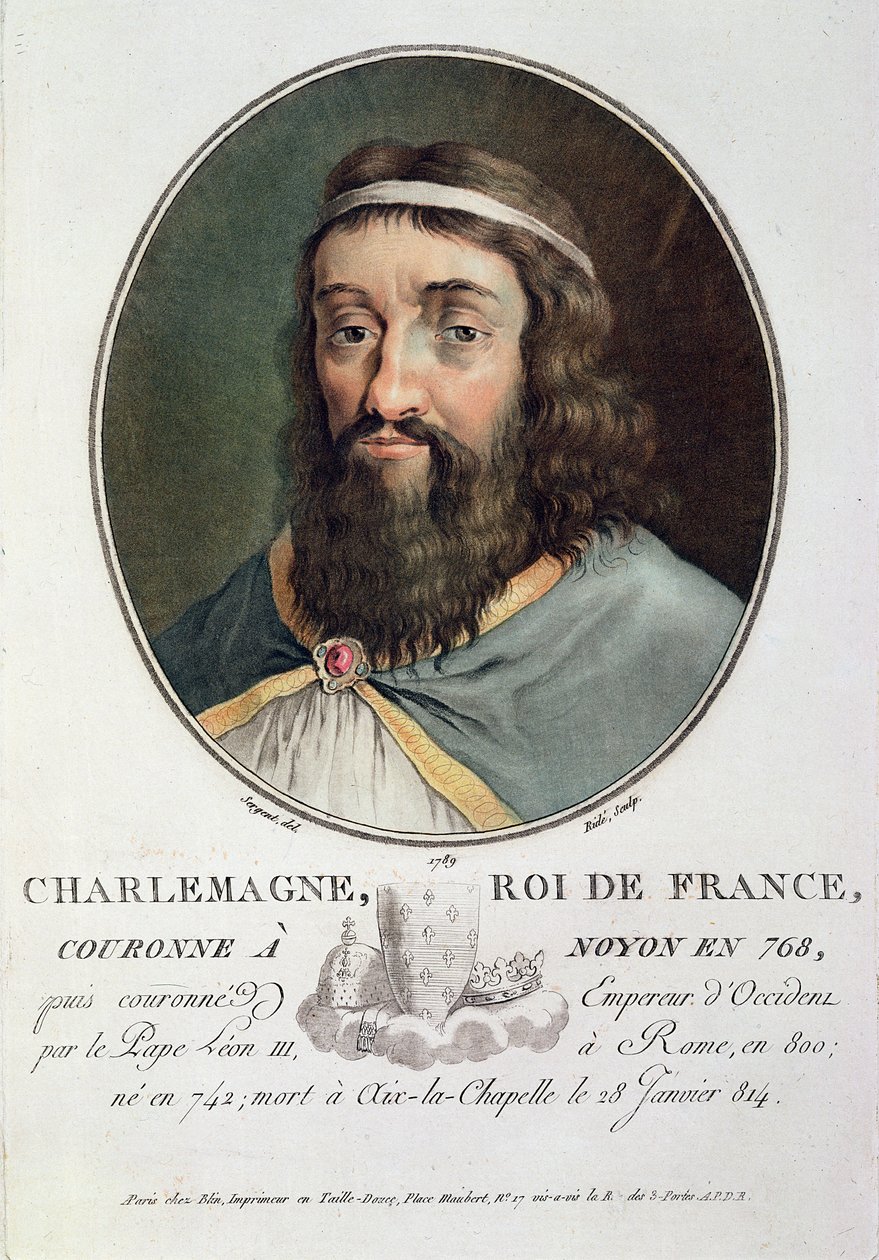 Karel Veliký (747-814), král Francie, vyryl Ride, 1789 od Antoine Louis Francois Sergent Marceau