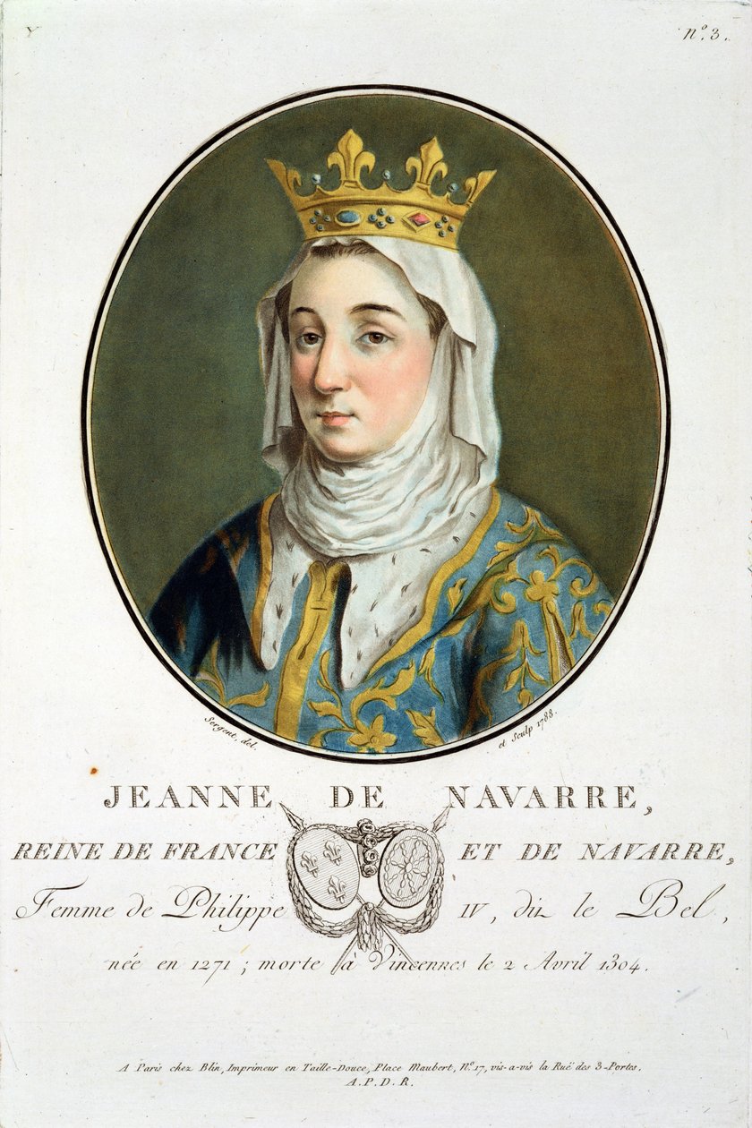 Portrét Jeanne de Navarre (1271-1304), 1788 od Antoine Louis Francois Sergent Marceau