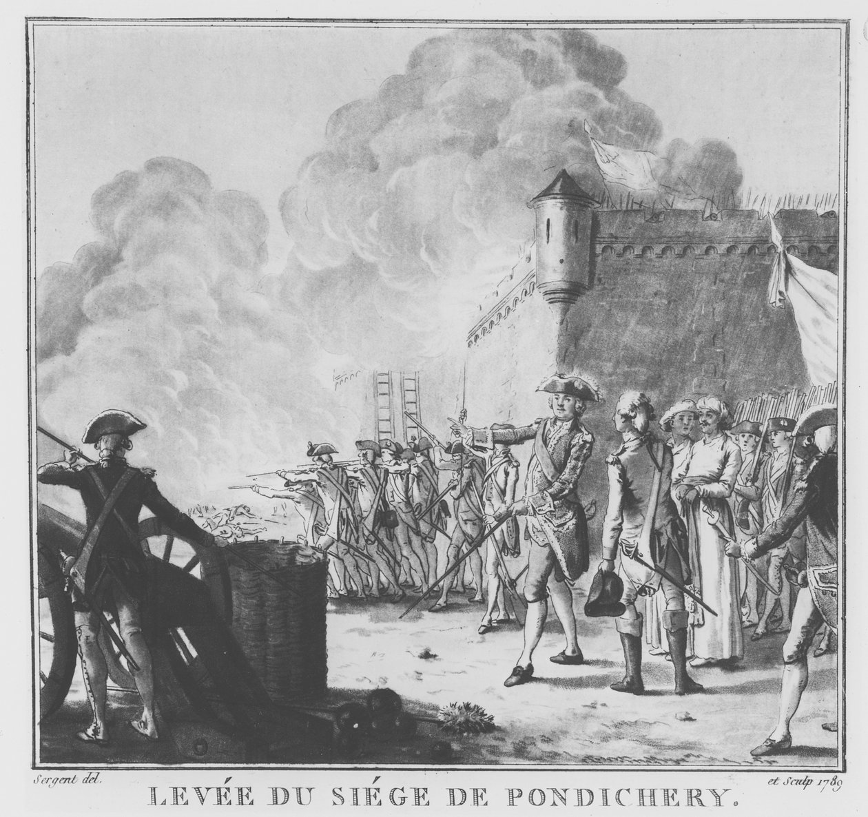 The Raising of the Siege of Pondicherry, 1789 (viz také 169735) od Antoine Louis Francois Sergent Marceau