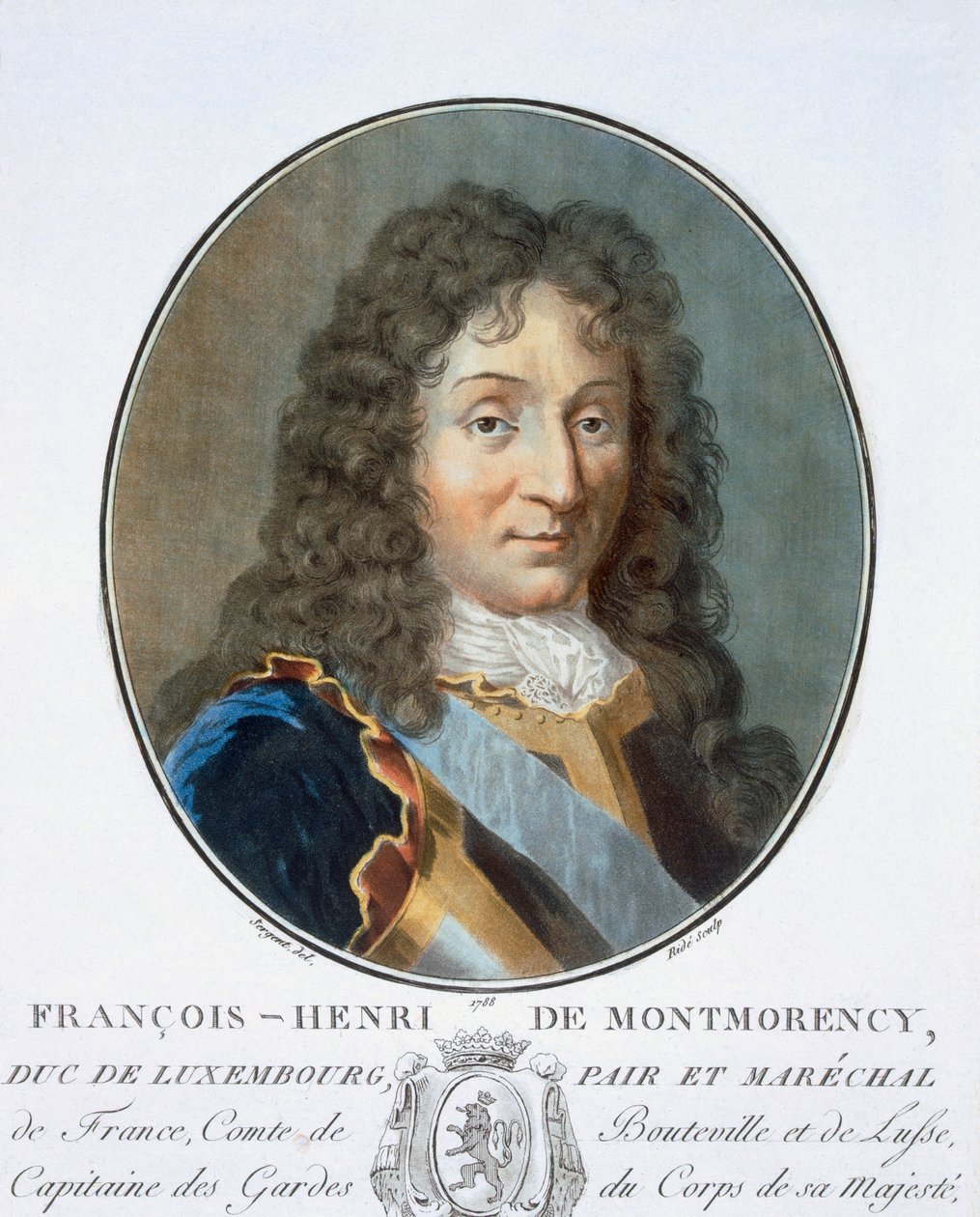 Francois-Henri de Montmorency-Bouteville, z „Portréty velkých mužů, slavných žen a památných předmětů Francie, ryté a tištěné barevně“, vydal Pierre Blin, 1786-92, Paříž od Antoine Louis Francois Sergent Marceau