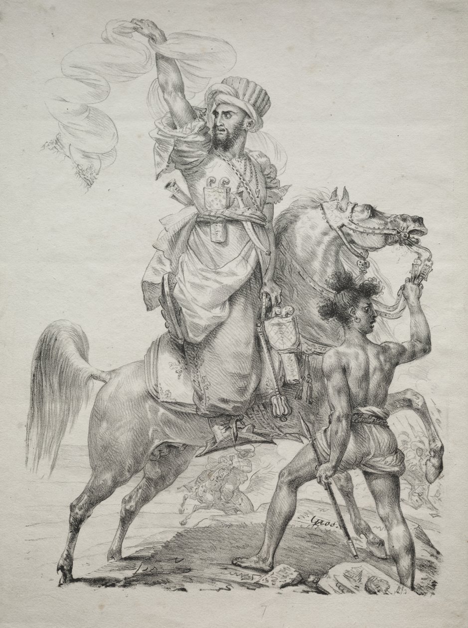 Velitel Mameluke na koni signalizuje o pomoc od Antoine-Jean Gros
