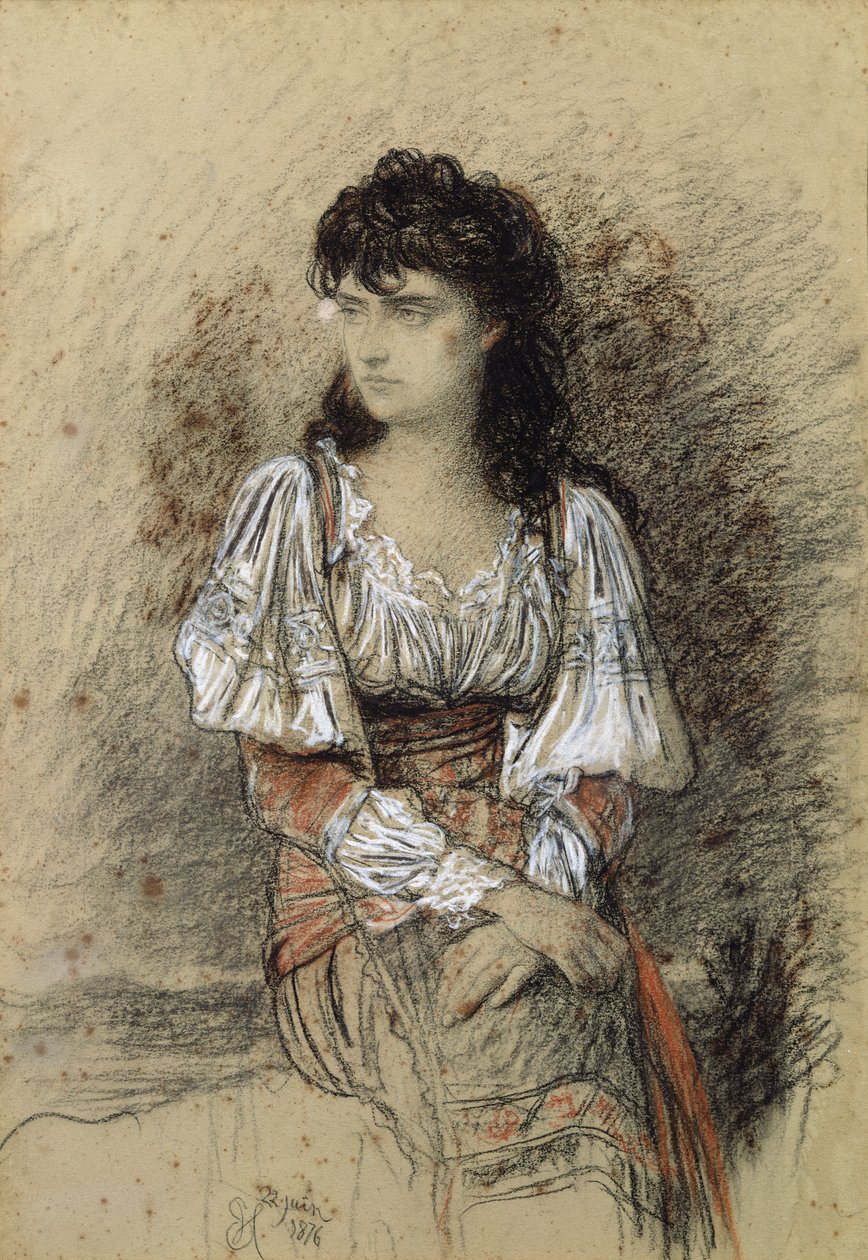A Dressed Up Seasant, 1876 (akvarel a tužka na papíře) od Antoine Auguste Ernest Herbert or Hebert
