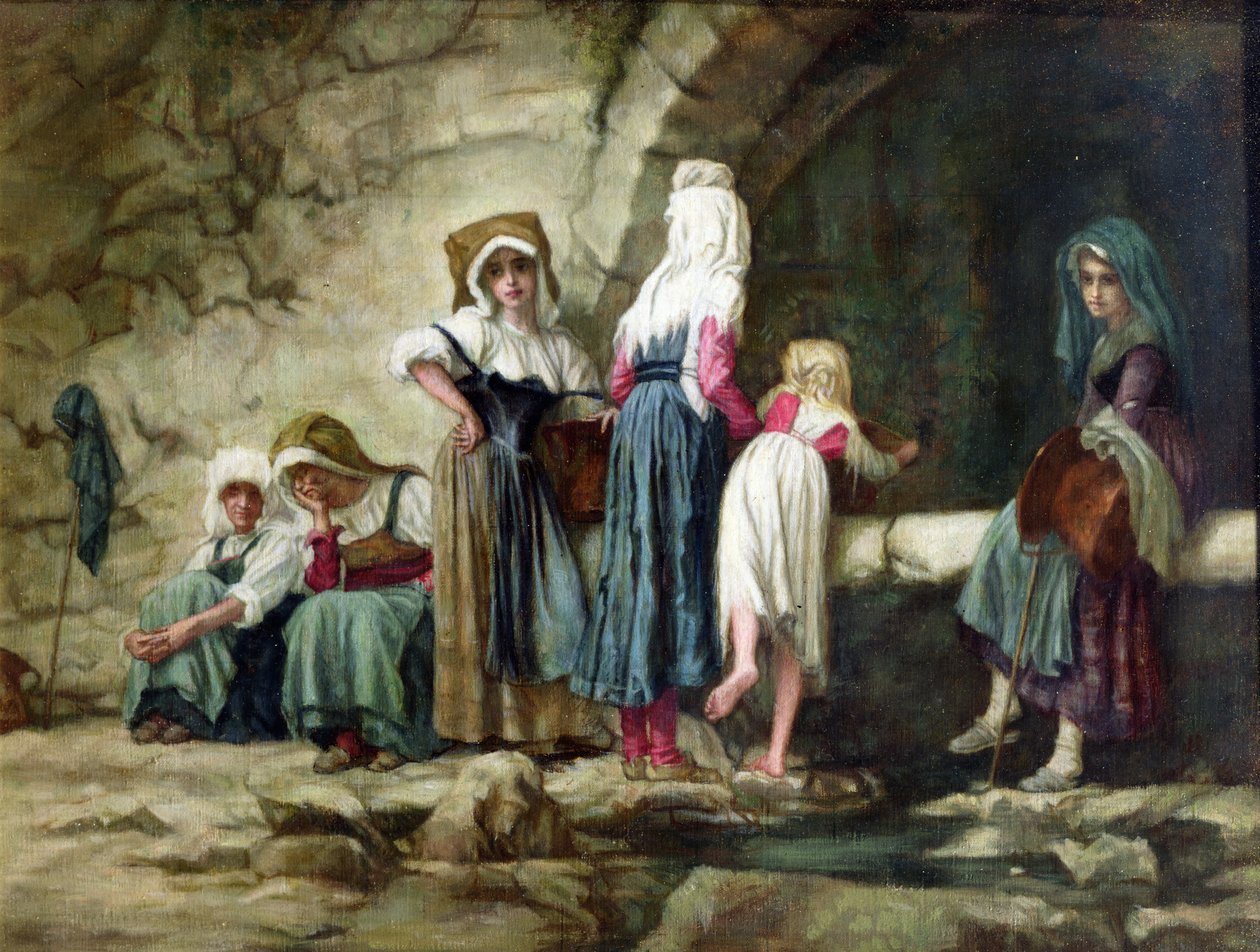 Rolníci u fontány od Antoine Auguste Ernest Herbert or Hebert