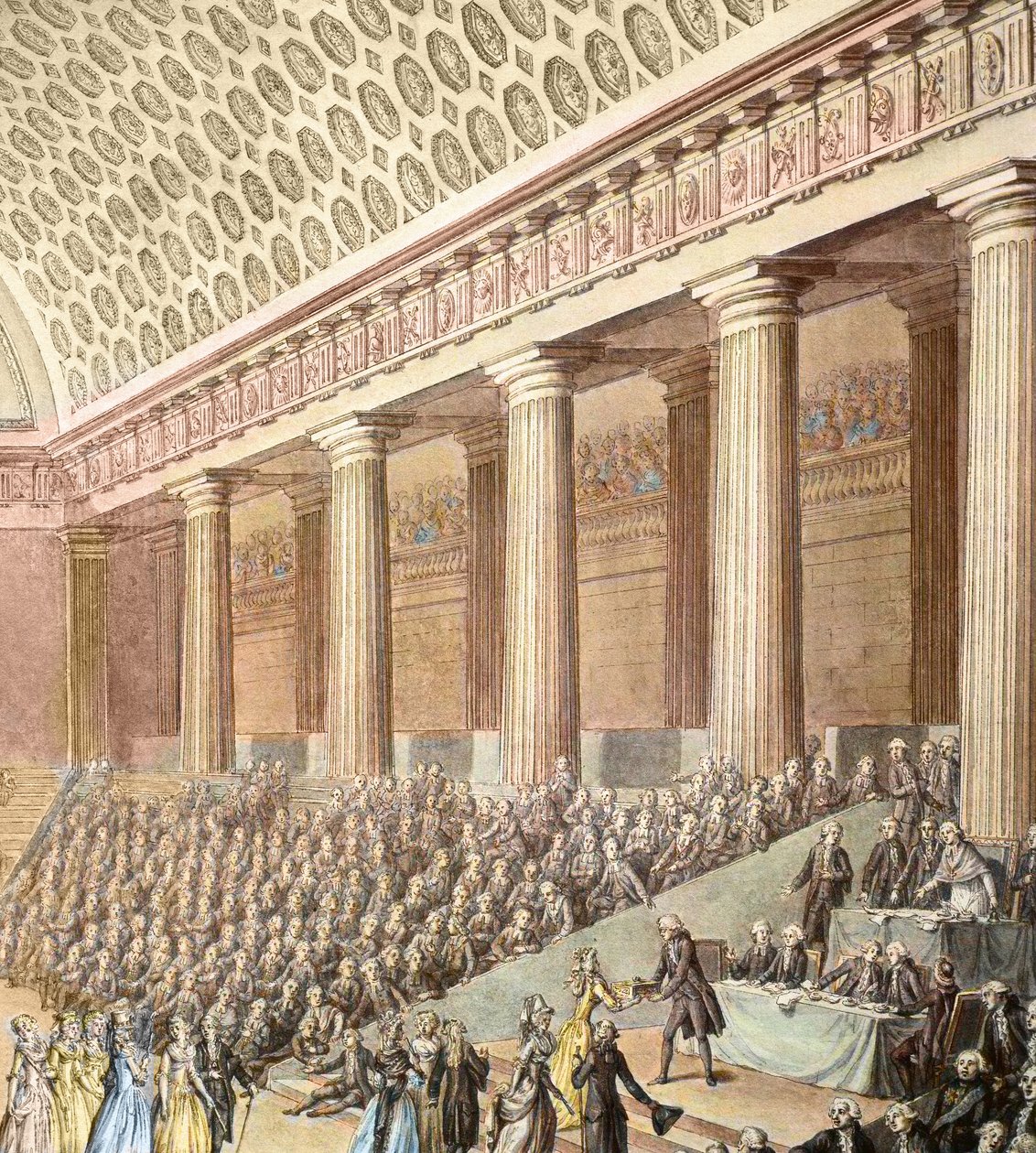 Francouzská revoluce: Dar šperků vyrobených umělkyněmi Národnímu shromáždění 7. září od Antoine Borel